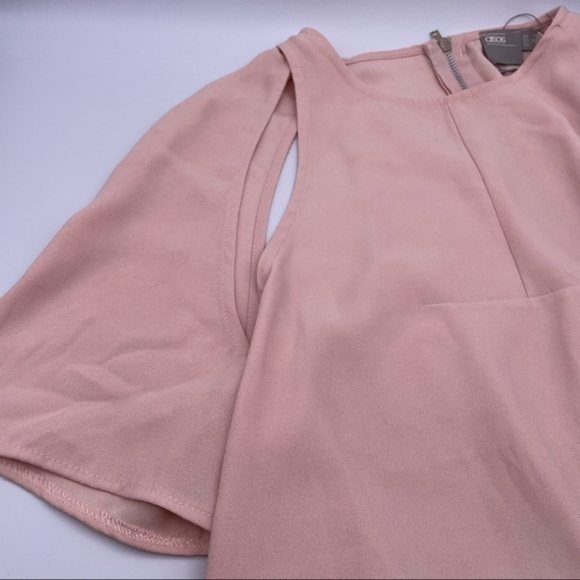 ASOS Paris Sz 6 Cold Shoulder Top with Floaty Sleeves ASOS Pink Blush Blouse US - Picture 7 of 7